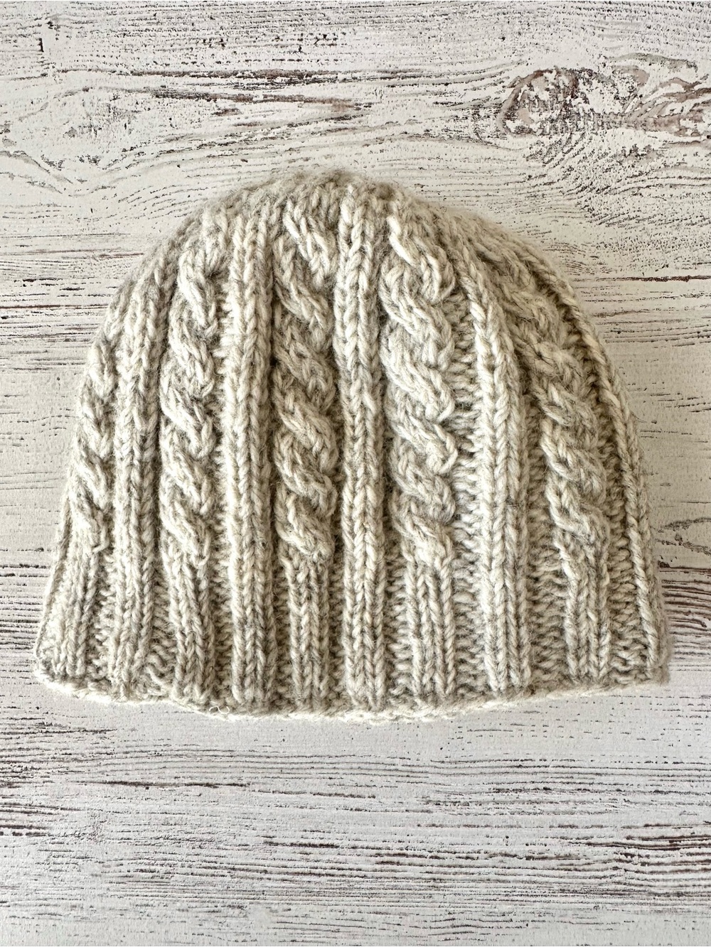 ARAN SWEATER MARKET Wool Cable Knit Fleece Lined Beanie Hat Cream Ireland